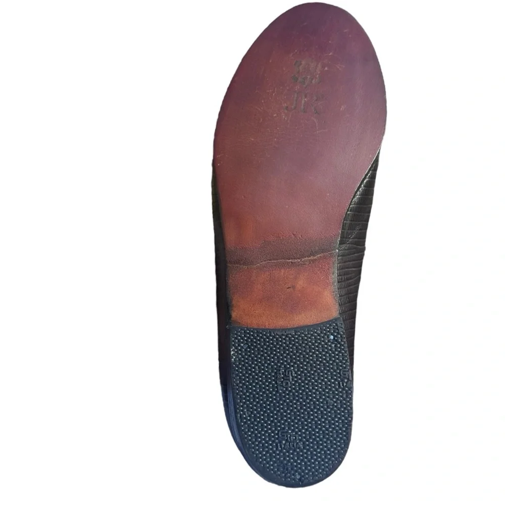 Robert Clergerie Brown Loafers Faux Lizard Skin Embossed Leather 6 1/2 M Vintage